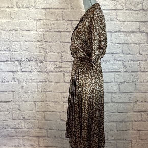 Vintage Willy’s Influence pleated Autumn pattern midi dress - Picture 3 of 9